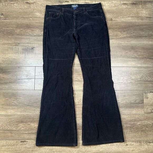 Polo Jeans Women’s Size 10 Inseam 32 Corduroy Pants Navy Blue Flare Leg Stretch - Picture 1 of 7